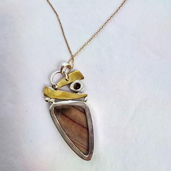 Moricci Necklace Gold Over Sterling Silver 925 Vermeil Signed NWT Smoky Quartz - Picture 6 of 8